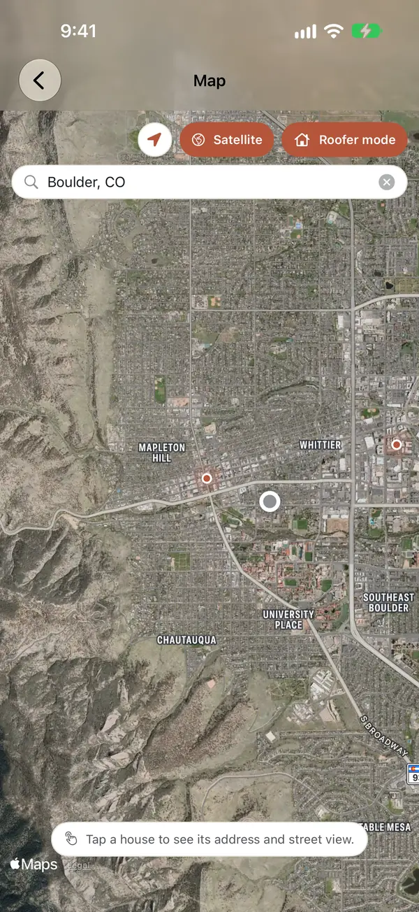 The map search box with a town typed in, and the map moved to it.